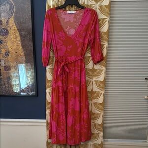 Petal + Pump Red and Pink Floral Maxi Dress